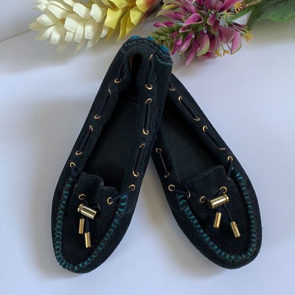 🌷❤️🌷Tory Burch driving moccasins navy blue suede 7,5US - Picture 1 of 9